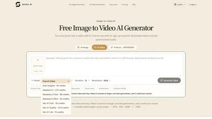 SeiSei - image to Video website image