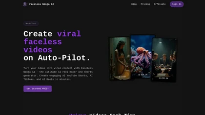 Faceless Ninja AI website image