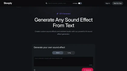 Slooply SFX Generator website image