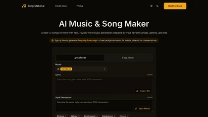 Song Maker AI website image
