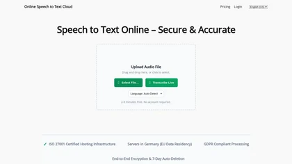speech-to-text.cloud website image