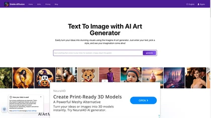 Stable Diffusion AI Generator website image