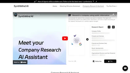 SynthMind Company Research Assistant image