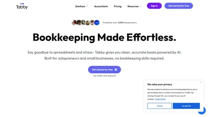 Tabby: AI Bookkeeper website image