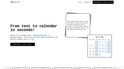 Text-2-ICS website image