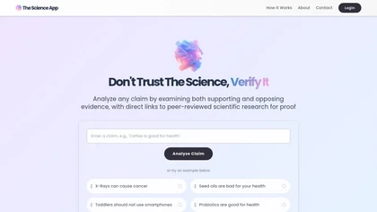 The Science App website image