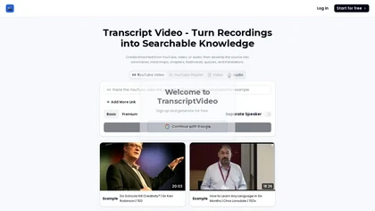 TranscriptVideo AI website image