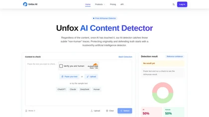 Unfox AI website image