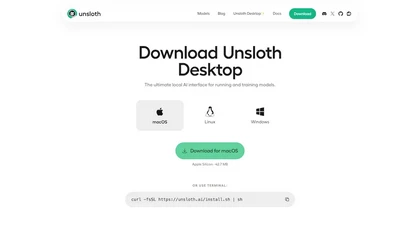 Unsloth Desktop website image