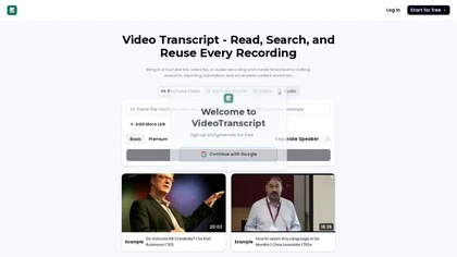videotranscript.ai website image