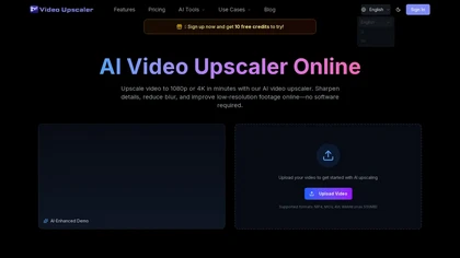 VideoUpscale website image