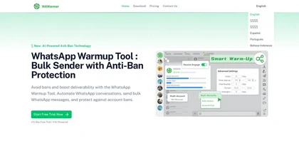 WhatsApp Warmup Tool website image