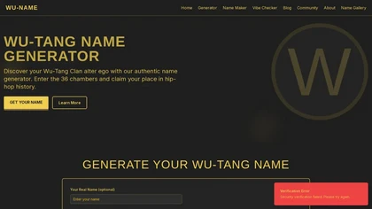 Wu-Tang Name Generator website image