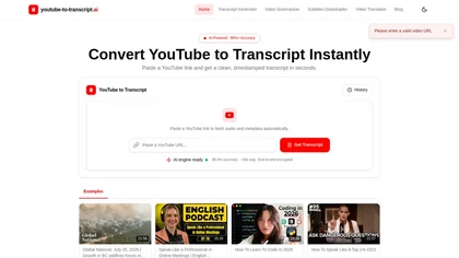 youtube-to-transcript.ai website image