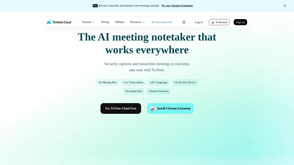 TicNote Cloud AI tool screenshot