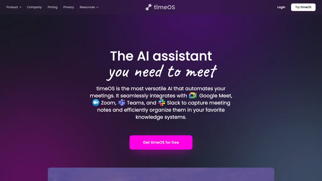 timeOS AI website