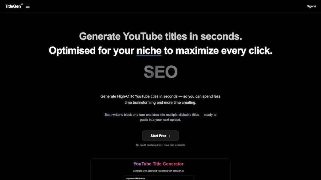TitleGen AI tool screenshot
