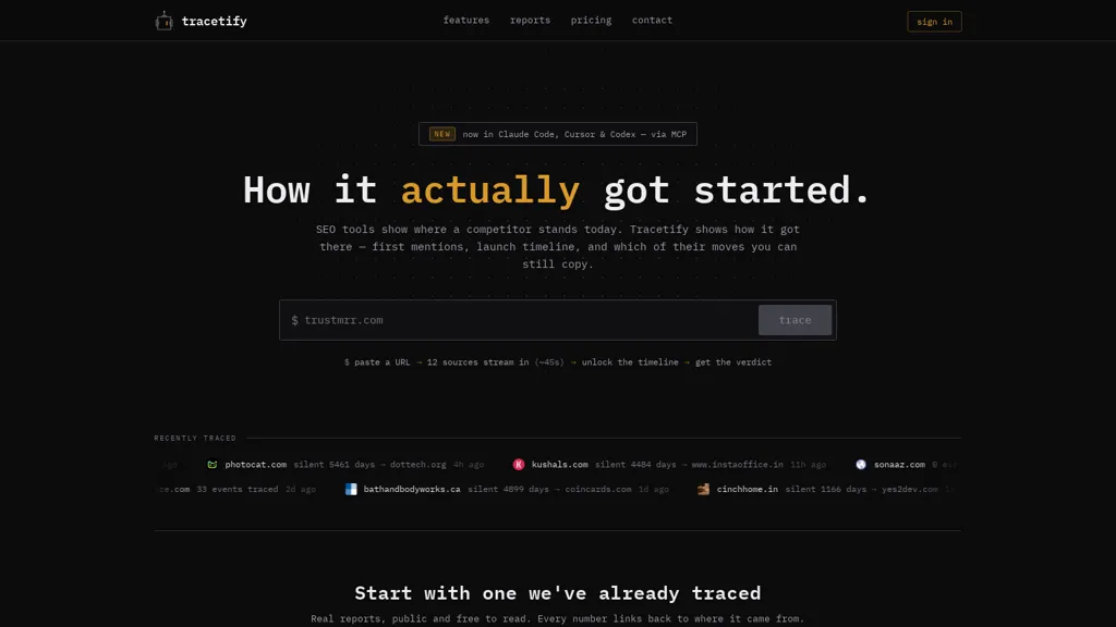 Tracetify screenshot
