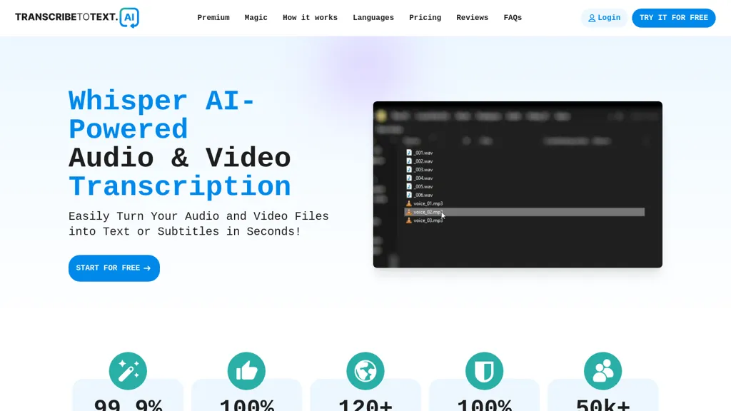 TranscribetoText.AI website