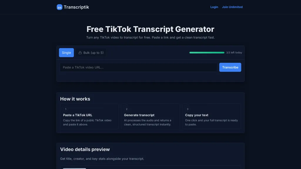 Transcriptik AI AI tool screenshot