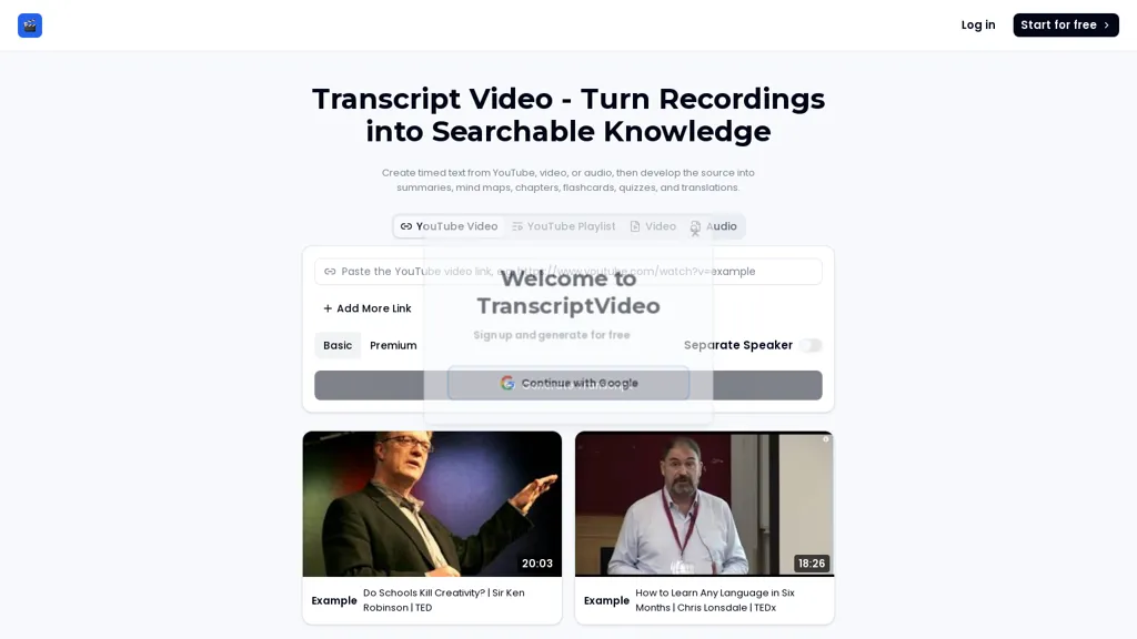 TranscriptVideo AI AI tool screenshot