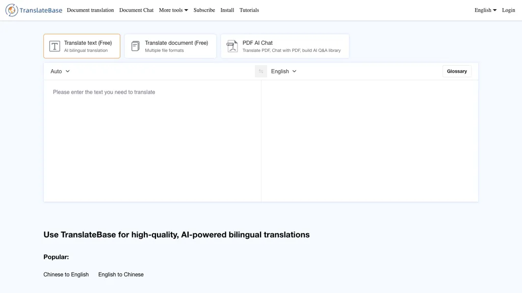 TranslateBase AI tool screenshot