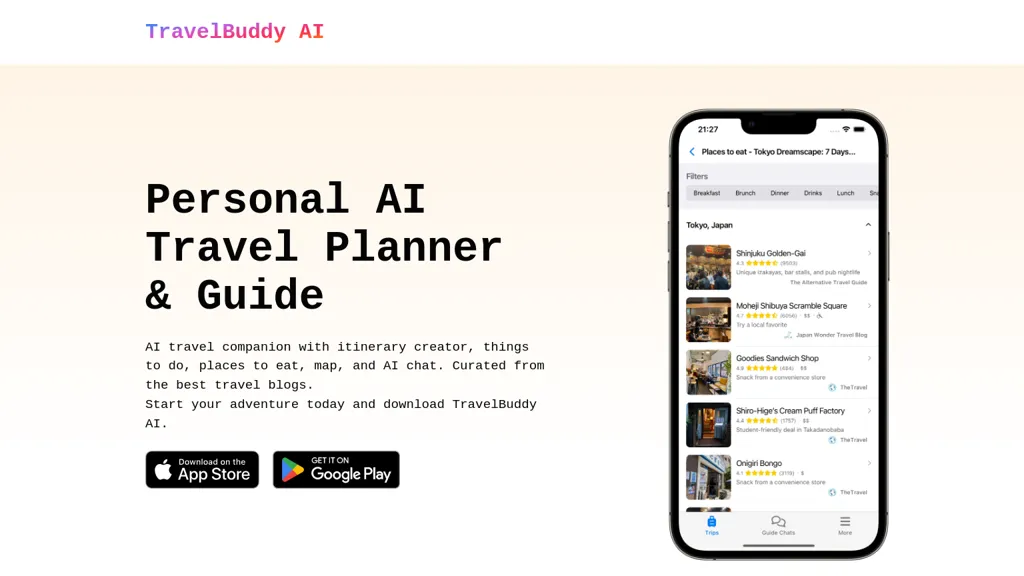 Travel Buddy AI website