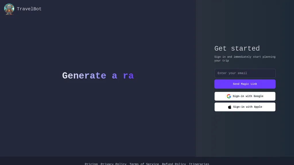 TravelBot website
