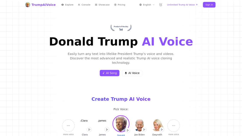 Trump AI Voice AI tool screenshot