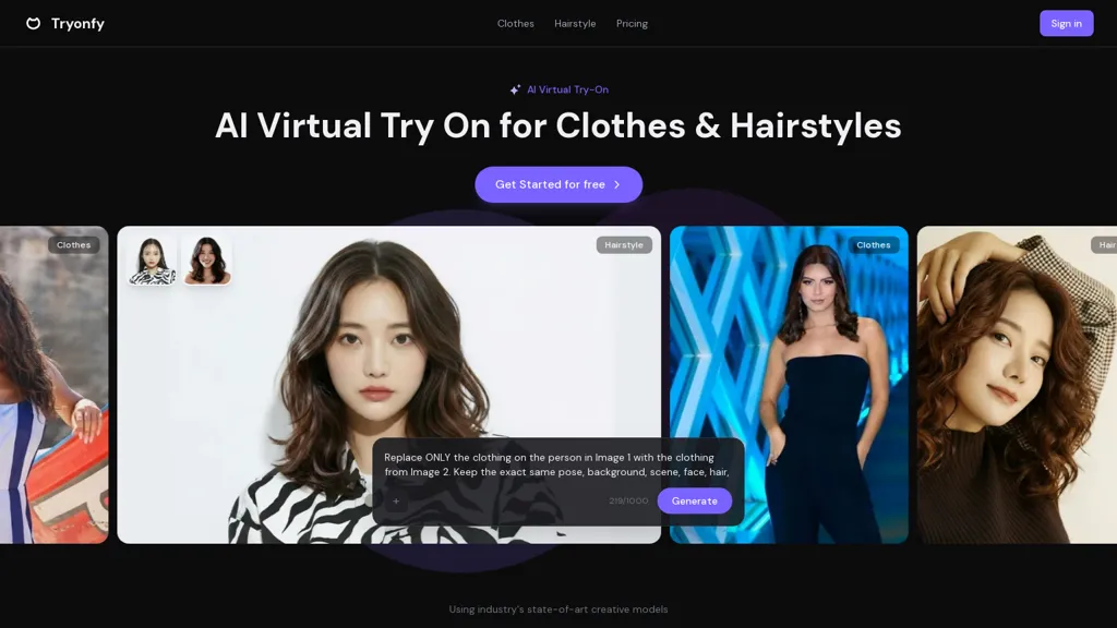 Tryonfy AI tool screenshot