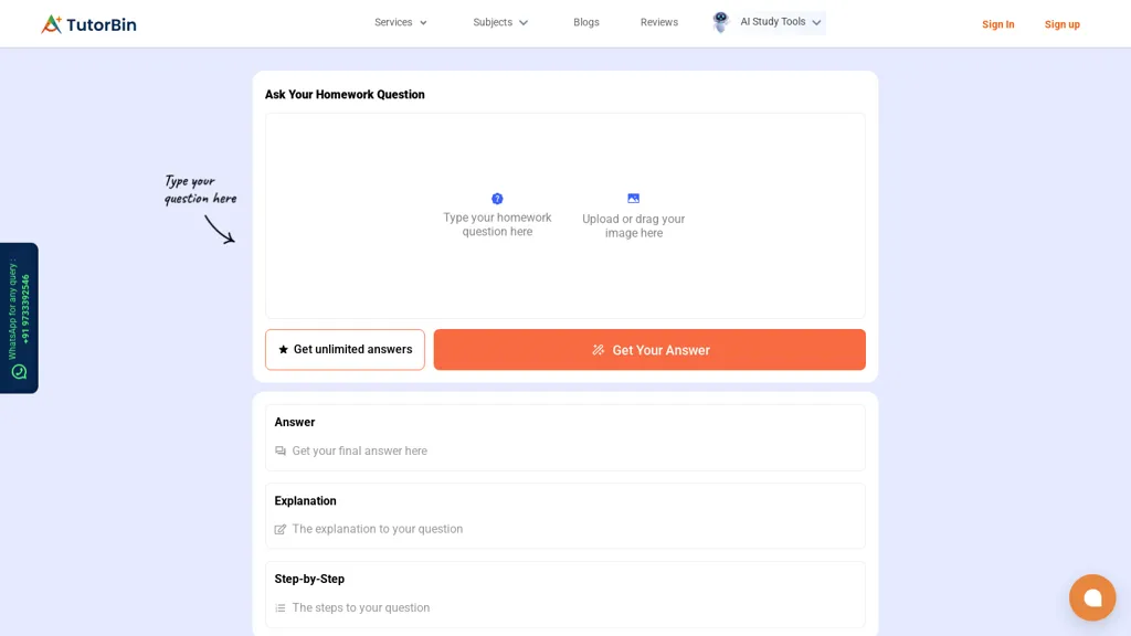 TutorBin - AI Homework Helper website