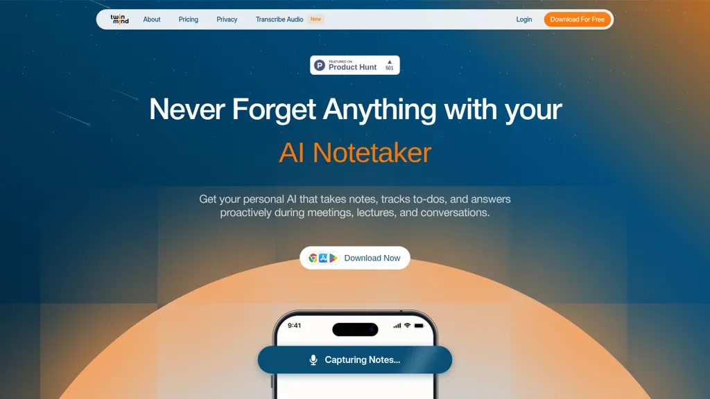 TwinMind AI tool screenshot