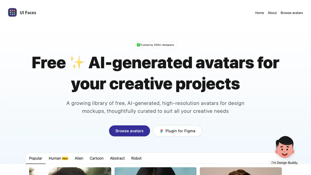 UI Faces with AI website