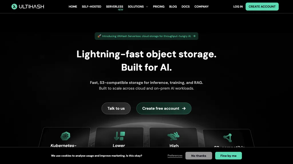 UltiHash AI tool screenshot