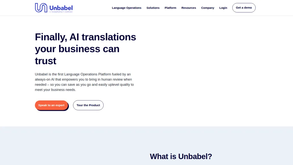 Unbabel AI tool screenshot