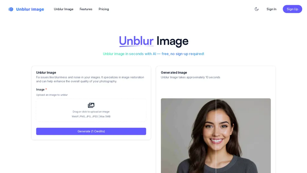Unblur Image AI AI tool screenshot