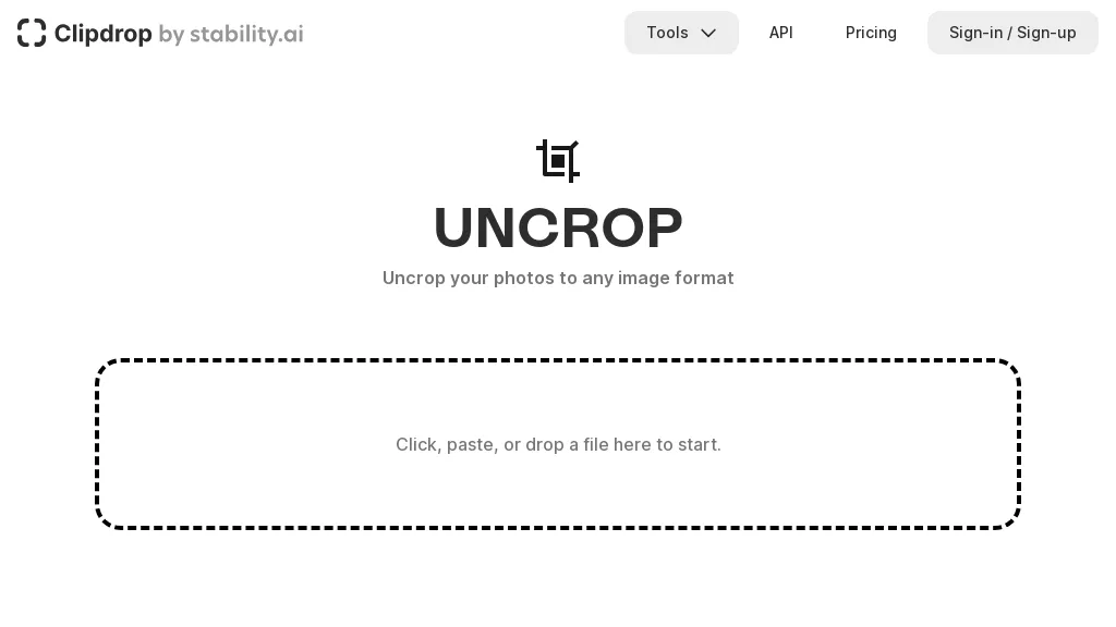 Uncrop by Stability AI website
