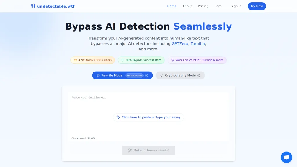 Undetectable WTF AI tool screenshot