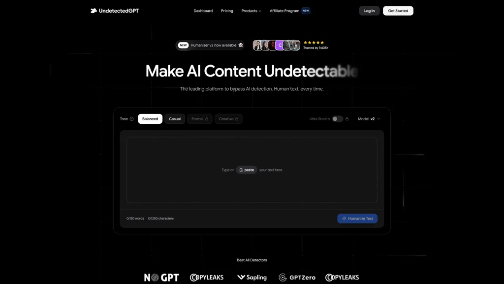 UndetectedGPT AI tool screenshot