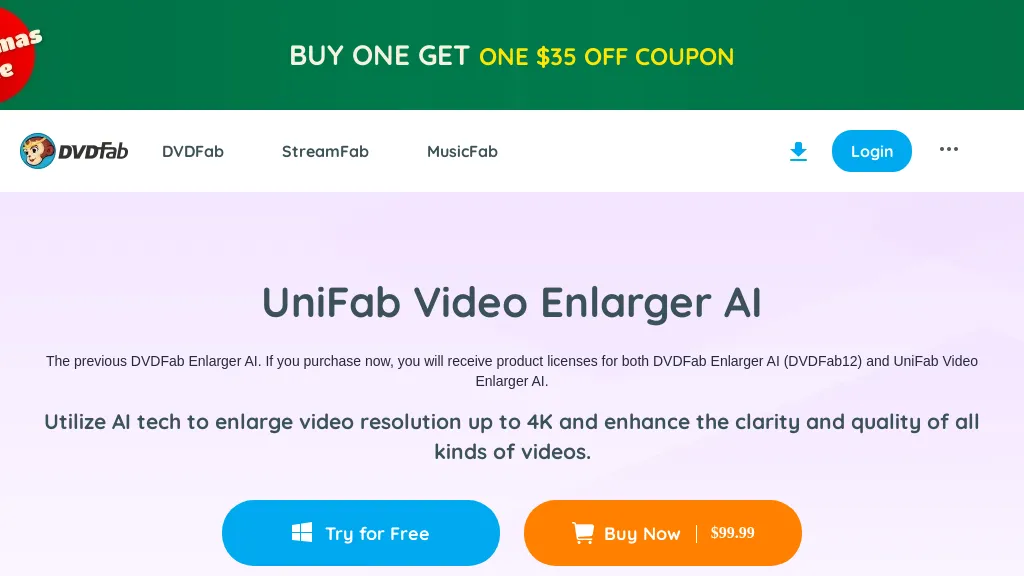 UniFab Video Enlarger AI website