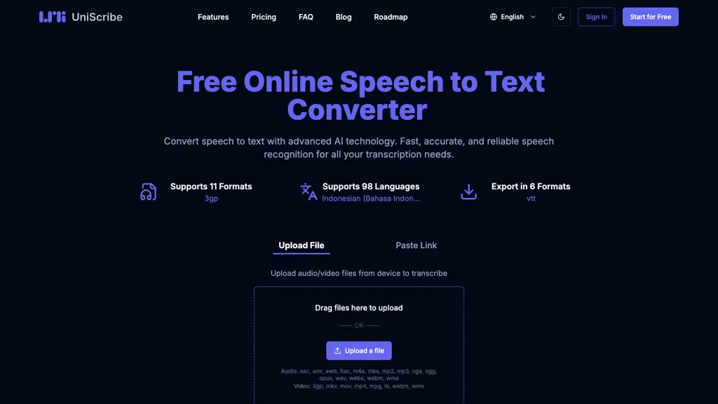UniScribe.co AI tool screenshot