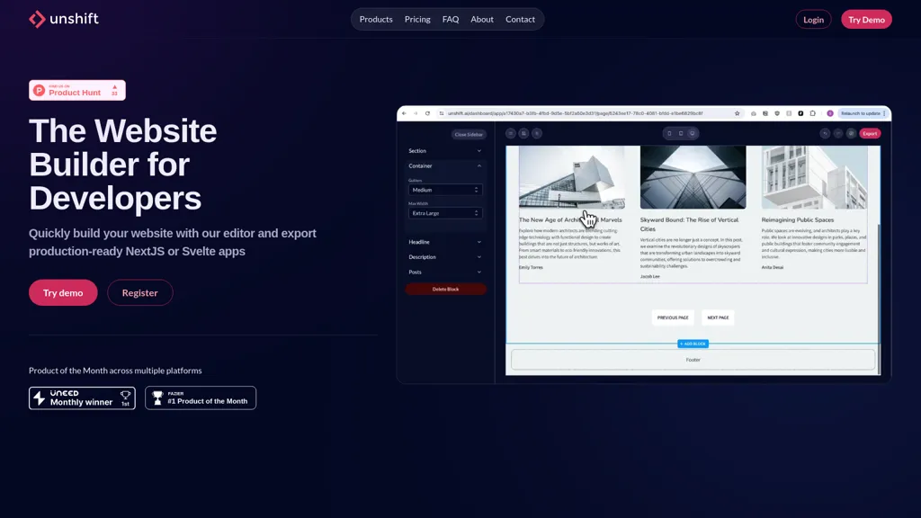 Unshift AI website