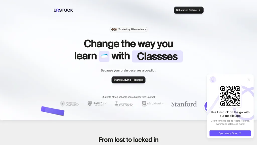 Unstuck AI AI tool screenshot