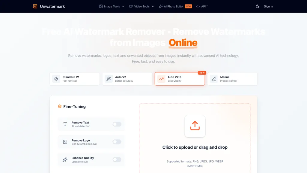 Unwatermark AI AI tool screenshot