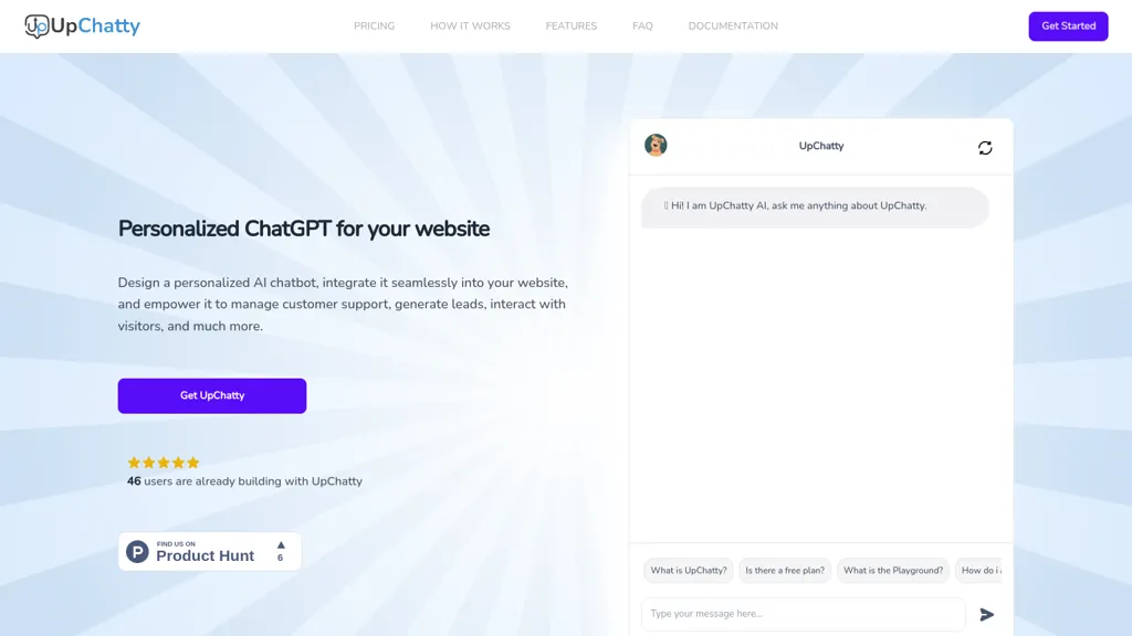 UpChatty website