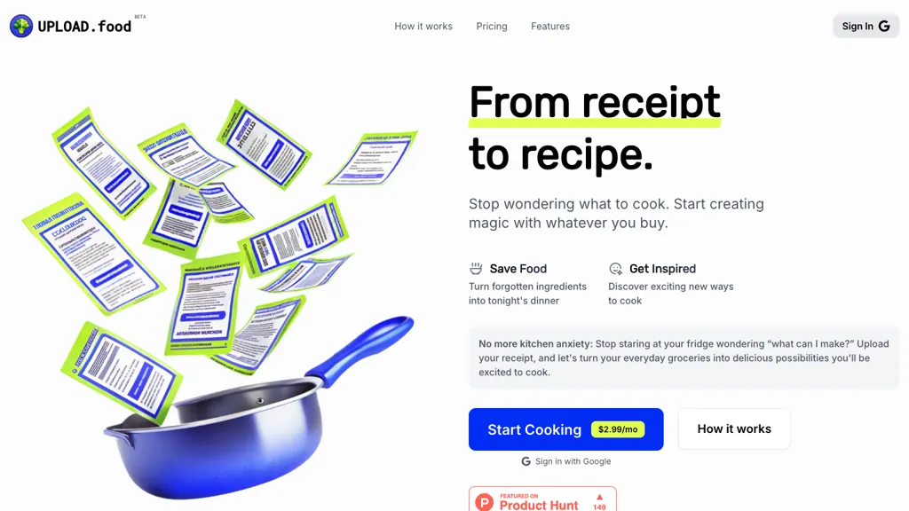 UPLOAD.food website