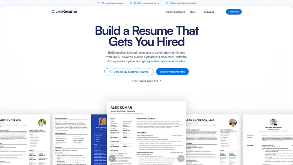 UseResume AI AI tool screenshot