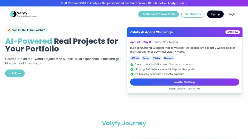Valyfy AI tool screenshot