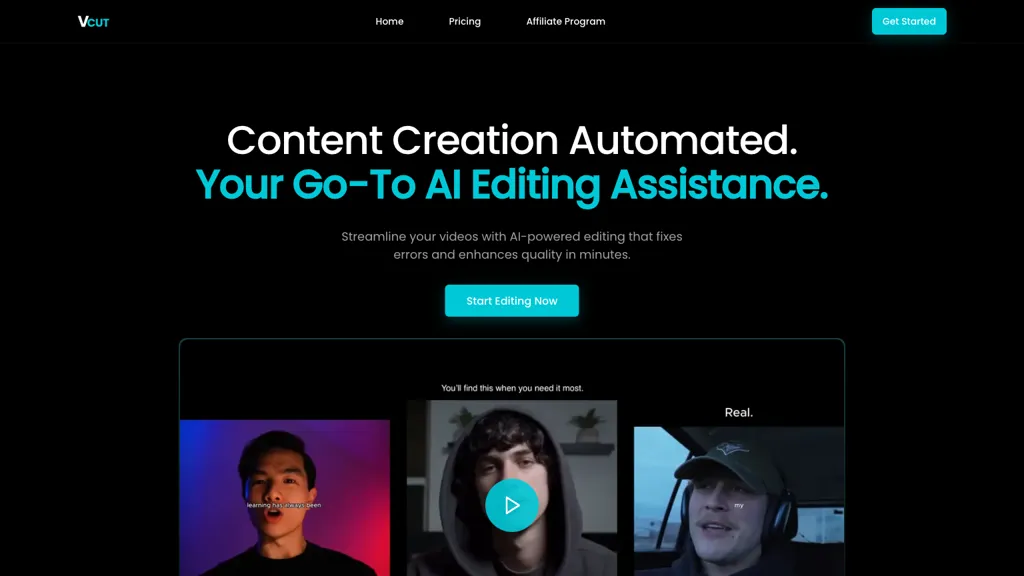 VCut AI tool screenshot