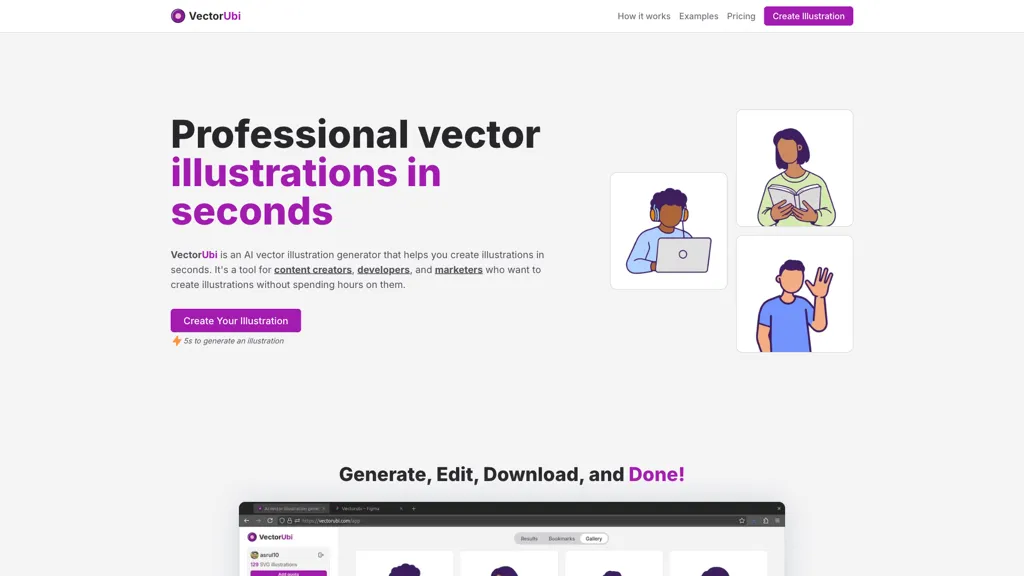 VectorUbi AI tool screenshot